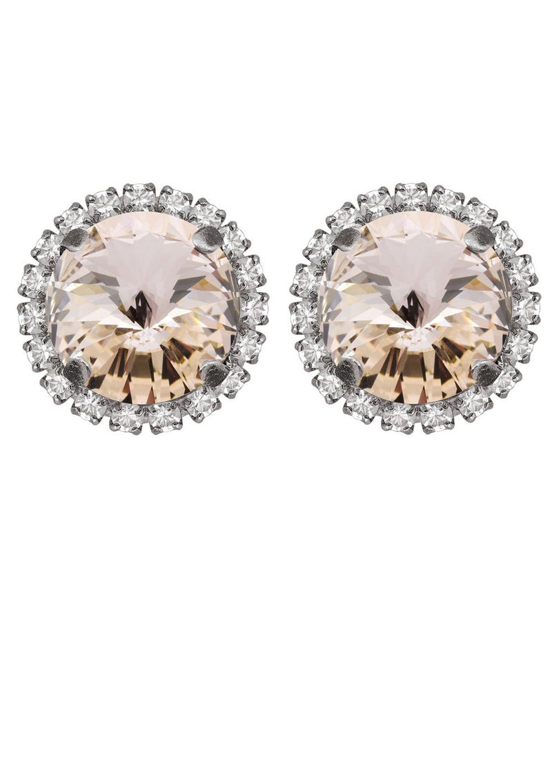 Silk Rivoli Crystal Earrings With Strass Antique Silver Studs Rebekah Price