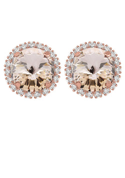 Silk Rivoli Crystal Earrings With Strass Rose Gold Studs Rebekah Price